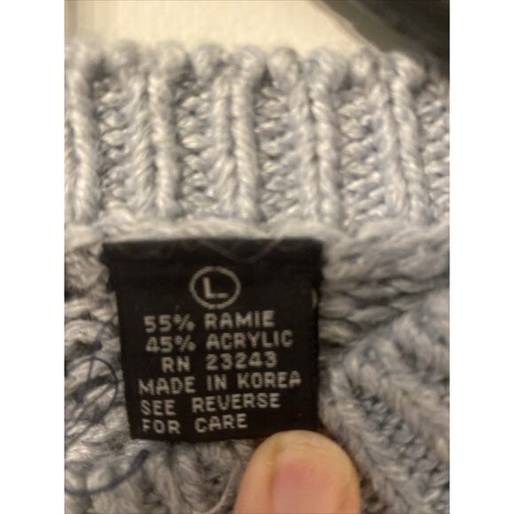 Vintage Hunters Run Blue Knitted By Hand Sweater Womens Size Large - Picture 7 of 8